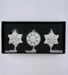 Набор украшений Лазоревый цветок 10х8 см., стекло, 3 шт., Christmas DeLuxe (13158)