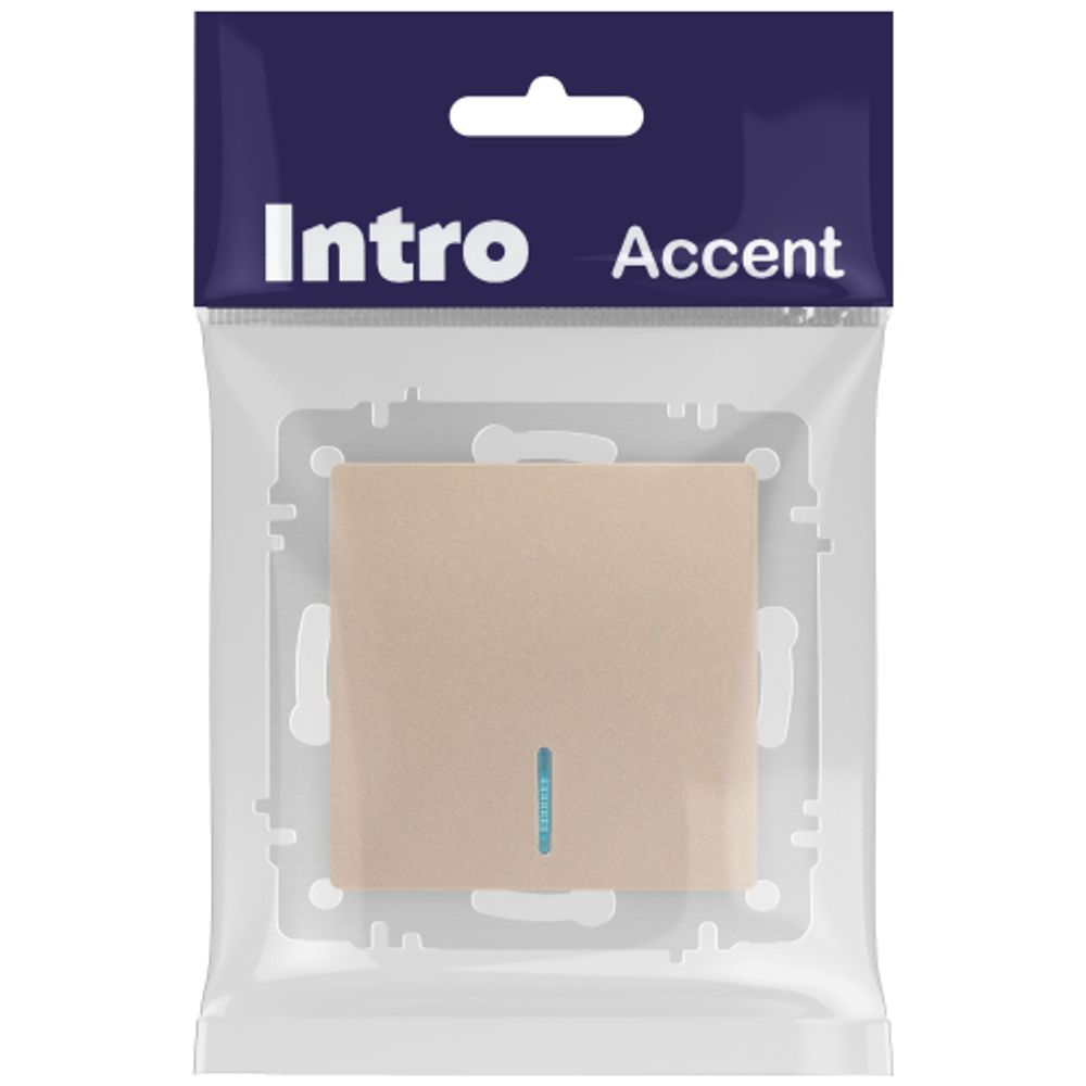 Выключатель Intro Accent 6-102-04 с подсветкой, 10А-250В, IP20, СУ, AL/CU, шампань | Intro