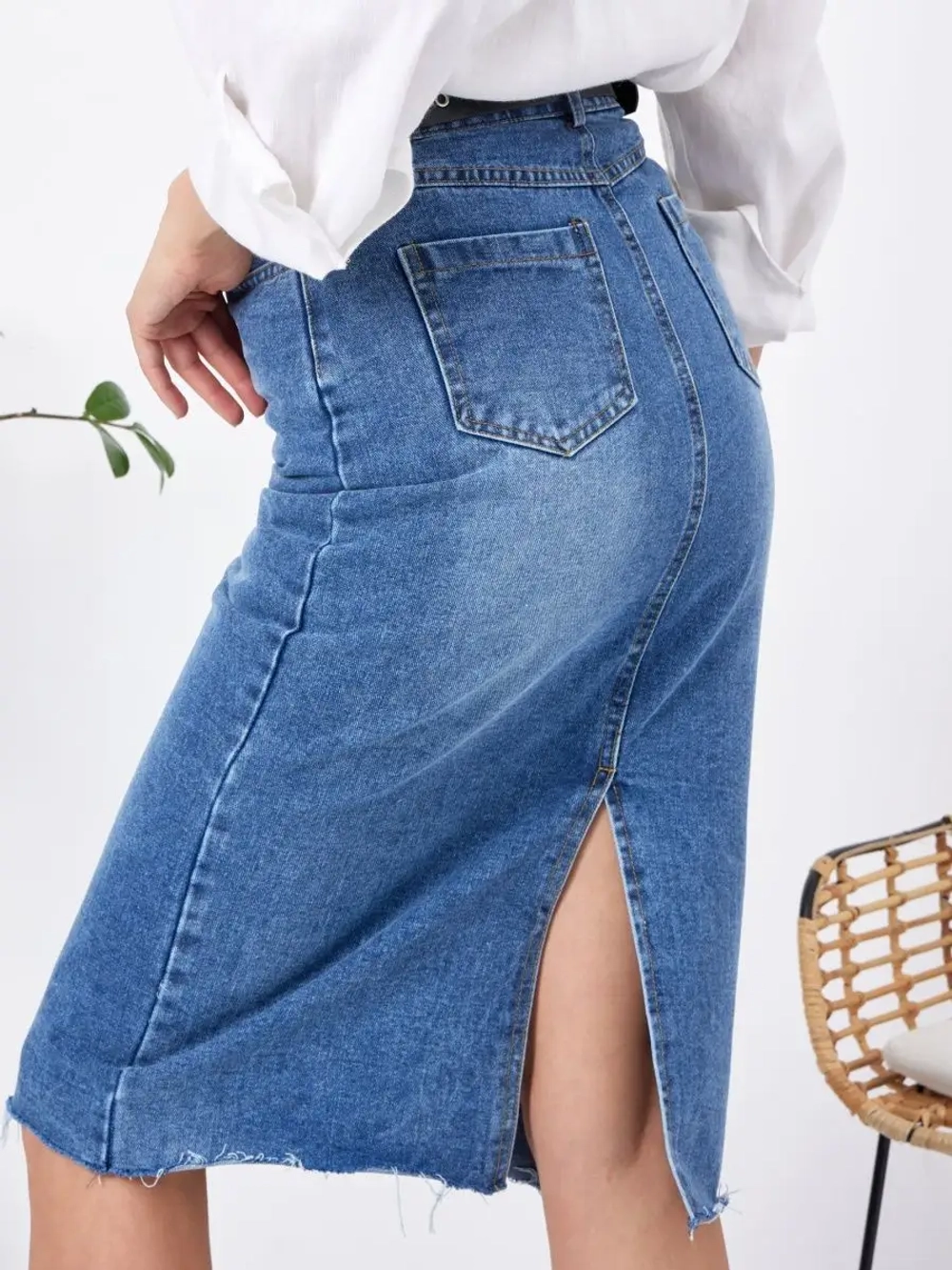 ♡︎ Юбка джинсовая длинная с разрезом ♡︎