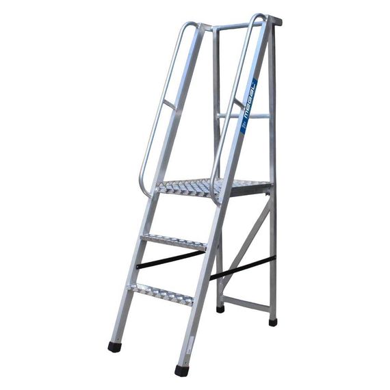 Лестница-платформа фиксированной высоты алюминиевая MEGAL ЛПФВА Н=1.0-6 с широкими ступенями