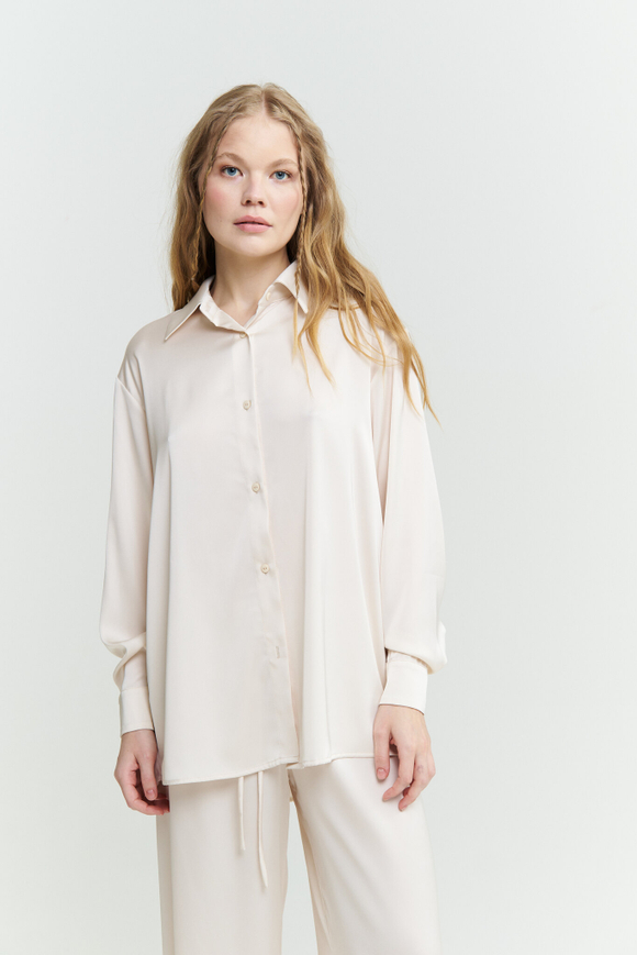 Шелковая блуза молочная