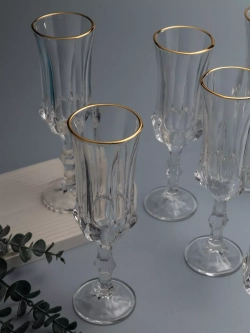 Набор бокалов для шампанского, 160 мл. 6 шт, с золотом