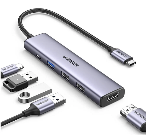 Хаб Ugreen 5 в 1 / USB + TypeC + HDMI