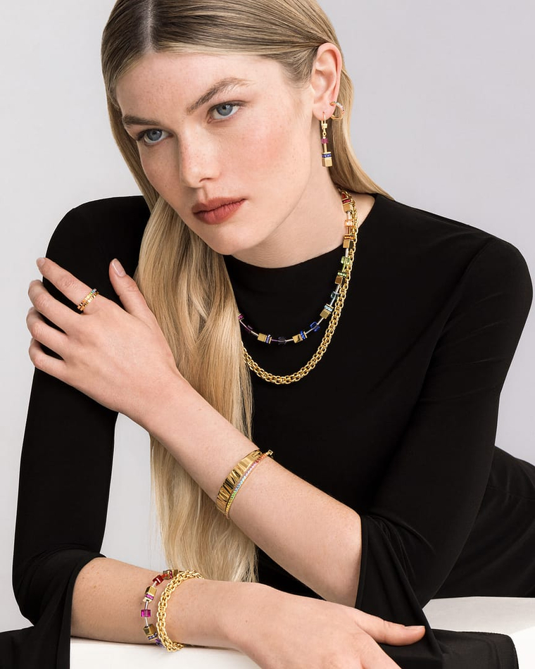 Колье Coeur de Lion Multicolour Rainbow-Gold 3015/10-1535