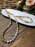 Комплект украшений авторский из натуральных камней. Колье и браслет "Золотая лава". Бижутерия на шею, на руку для женщин, девушек. Летнее женское украшение