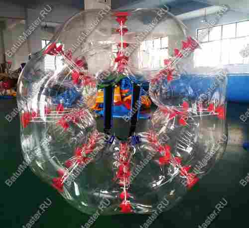 Бампербол «Прозрачный» с красными держателями, ПВХ, диаметр 1 м