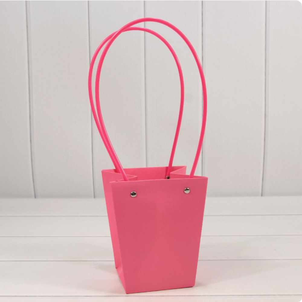 Пакет подарочный 15,5х13х9,5 Ваза для цветов (Розовый)