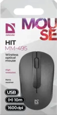 Мышь беспроводная Defender Hit MM-495 USB черная 3 кнопки 1600 dpi