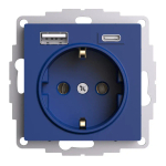 ATLASDESIGN РОЗЕТКА 16А c 2 USB A+C, 5В/2,4А/3,0А, 2х5В/1,5А, механизм, АКВАМАР