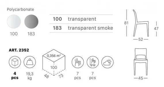 Стул Isy Antishock прозрачный серый