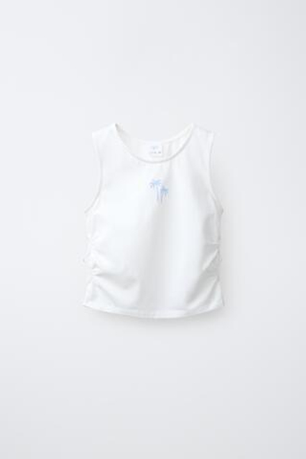 ZARA МАЙКА С ВЫРЕЗАМИ И ВЫШИВКОЙ, ЭКРЮ