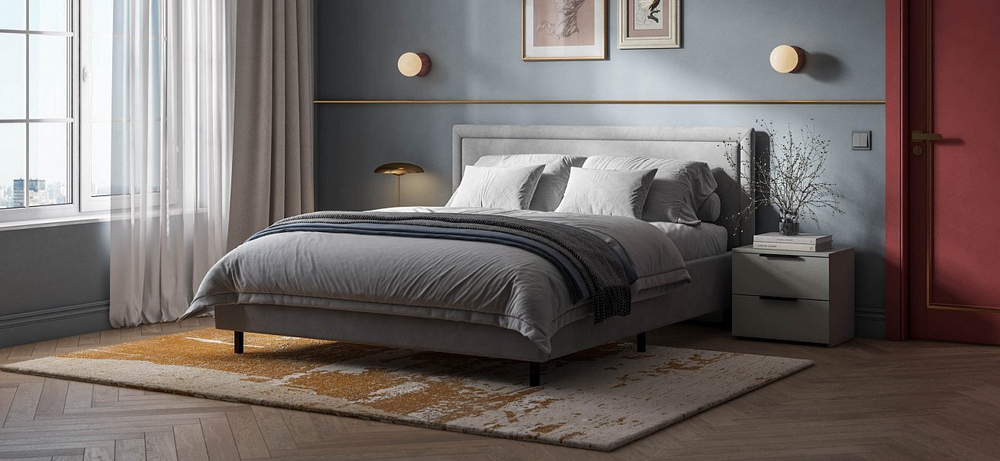 Фрея Кровать без ПМ 160 Велюр Монолит Сталь