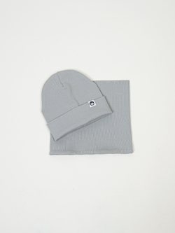 Комплект трикотажный шапка и снуд "Серый"