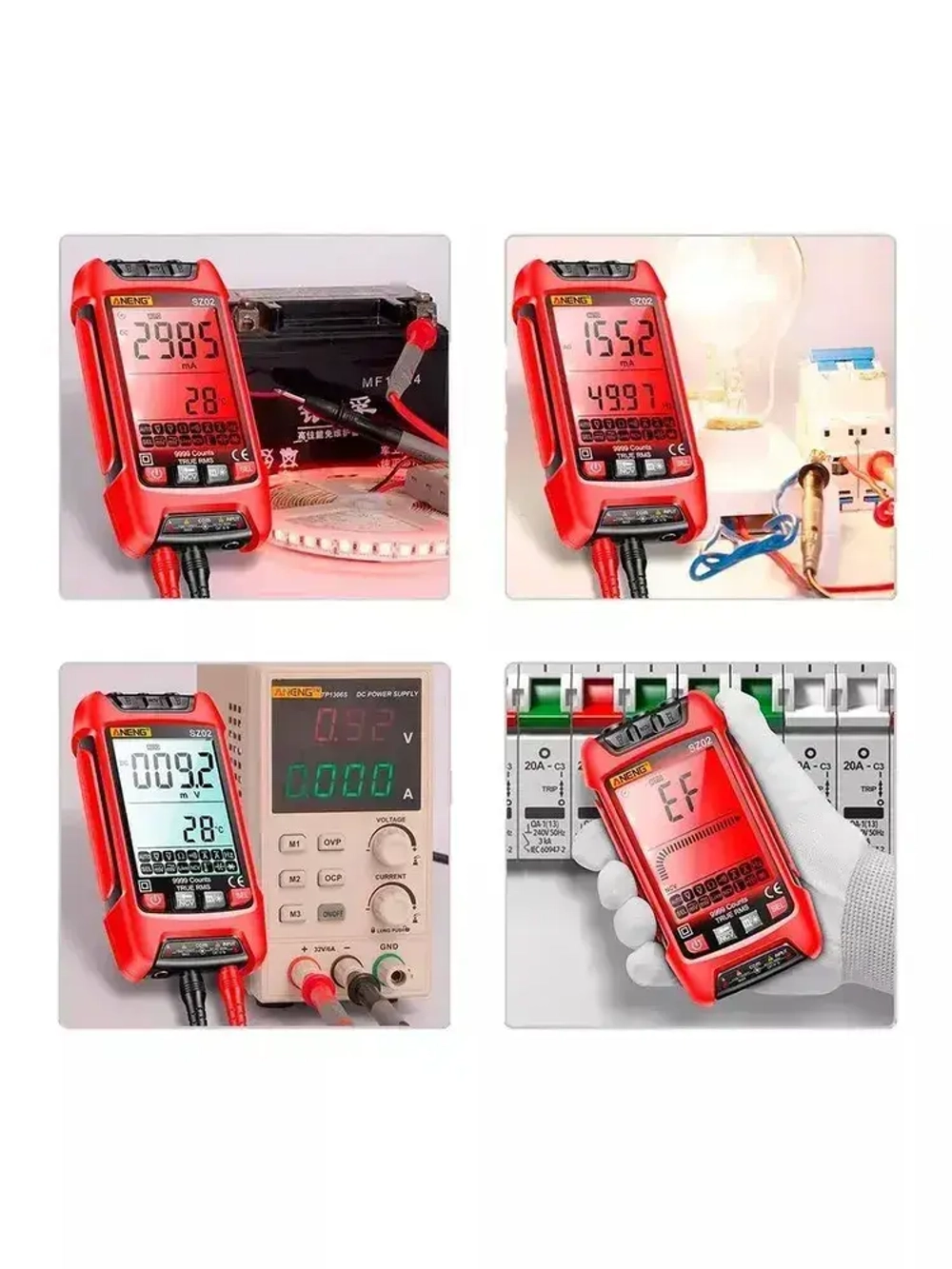 Мультиметр тестер цифровой автоматический с щупами и термопарой умный Aneng SZ02 (щуп и термопара в комплекте)