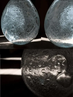 Люстра подвесная потолочная СОДИУМ S800 ручная работа, эффект пены, стекло, диаметр 17 см, 1 шт.