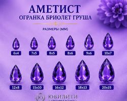 Аметист Огранка Бриолет Груша