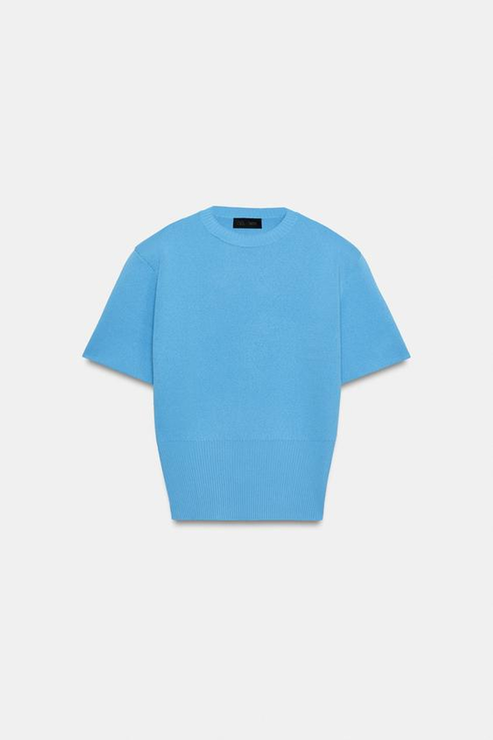ZARA ТРИКОТАЖНЫЙ ТОП С ПОДПЛЕЧНИКАМИ, СИНИЙ