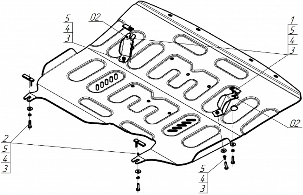 Защита картера двигателя, Радиатора, Электроусилителя руля, Переднего электромотора. 4 мм, Алюминий для Li Auto L6 2024-н.в., Motodor.349901