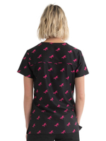 Топ медицинский женский HeartSoul HS638, черный, принт с единорогом, M