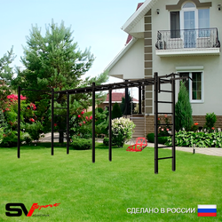 Уличная шведская стенка Sv Sport рукоход х 2 с комплектом турник прямой У53722 (Турник/Со спинкой)