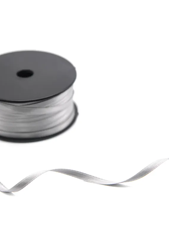 Лента атласная, 6 мм, серый 889