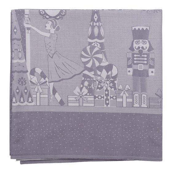 Скатерть из хлопка фиолетово-серого цвета с рисунком &quot;Щелкунчик&quot;, New Year Essential, 180х180см