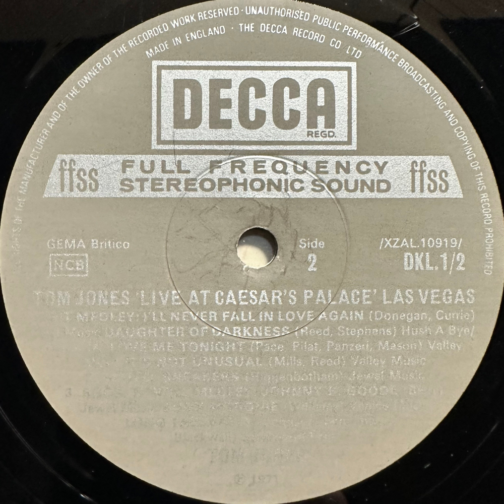 Tom Jones - Live At Caesar's Palace Las Vegas 2LP (Англия 1971г.)