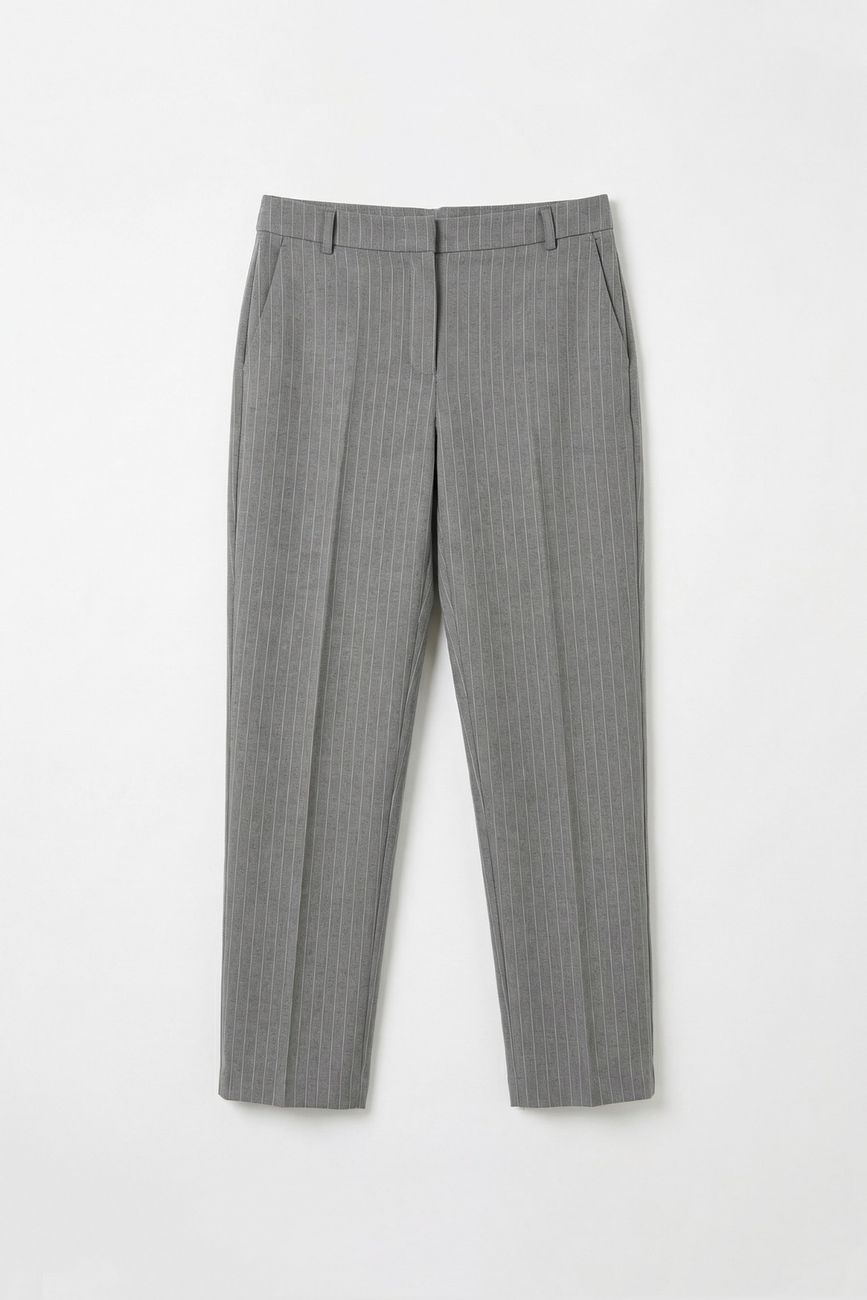 Брюки классические в полоску, серый