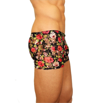 Мужские трусы боксеры черные с красными розами Romeo Rossi Rose Boxer RR00230