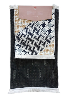 Набор ковриков для ванной и туалета, 60x100/50x60 см, цвет Черно-бежевый