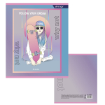 Тетрадь 48л., А5, клетка, Alingar "Positive girls", скрепка, мелованный картон (стандарт), блок офсет, 4 дизайна в пленке т/у