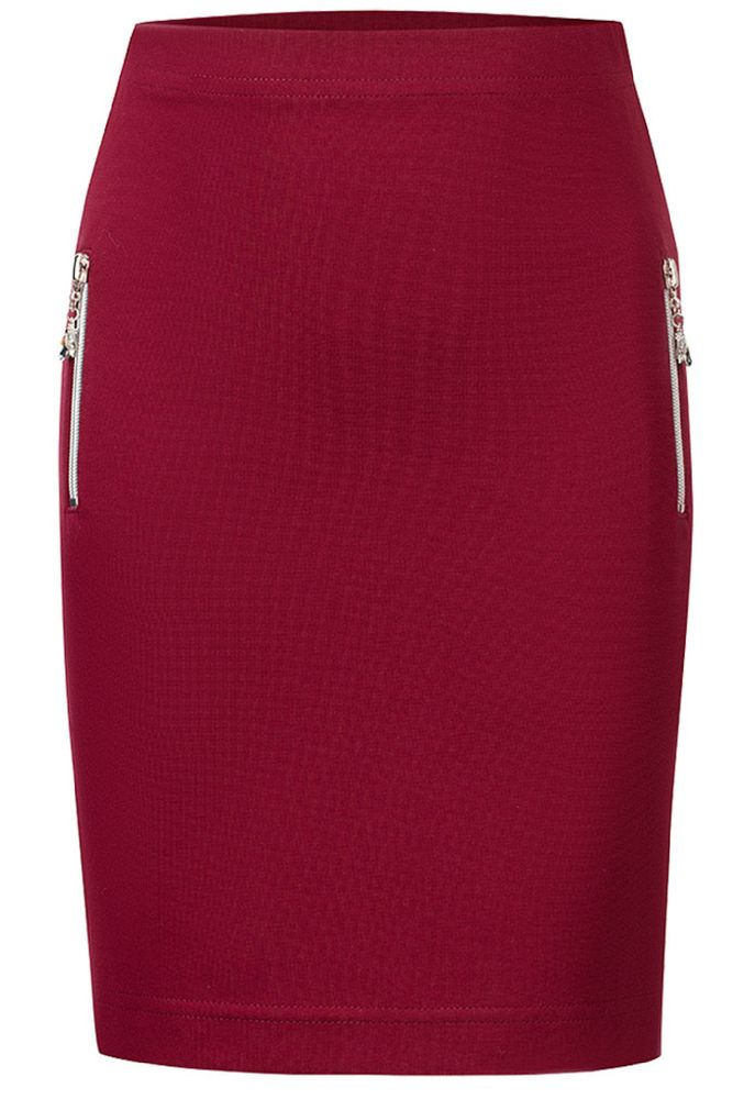 Бордовая юбка-карандаш с боковыми карманами AMADEO