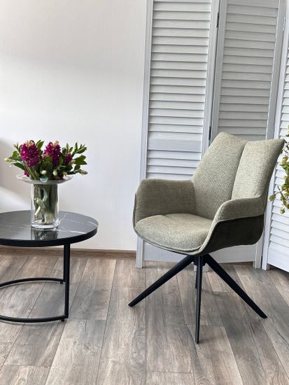 Стул PONTUS 360 град. поворот. KN01-15 Олива/ BZ1046-18 Темно-зеленый/ Черный