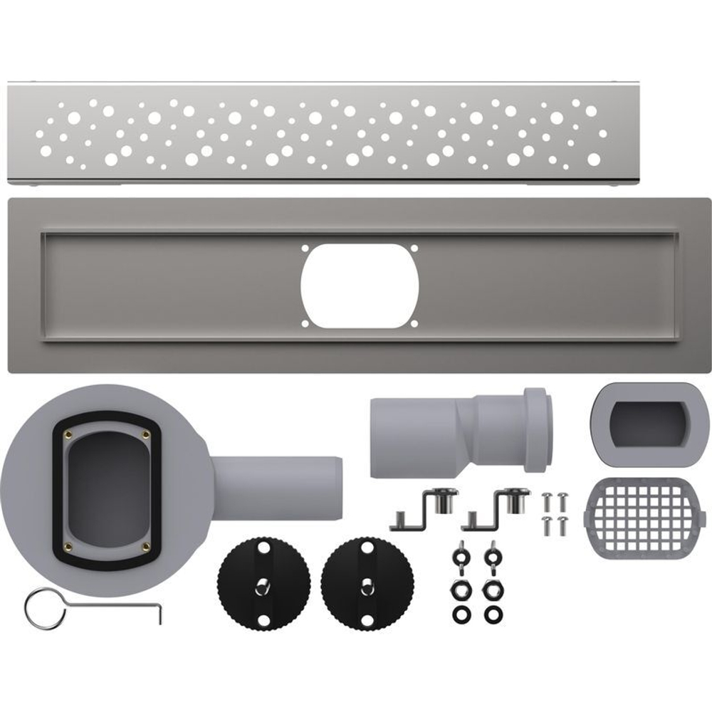 Трап линейный 40/50 мм сухой затвор с решеткой хром из нержавеющей стали 400 мм Aquant