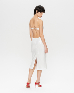 Платье миди из пайеток с открытой спиной