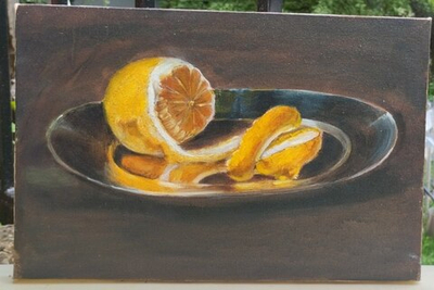 Картина «Лимон в голландском стиле» | Холст, масло 20х30 см | Художница Ефимова Ольга