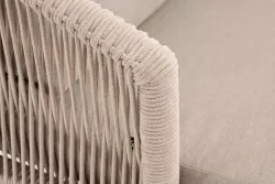 "Верона" кресло плетеное из роупа, каркас алюминий белый муар, роуп бежевый круглый, ткань бежевая 052