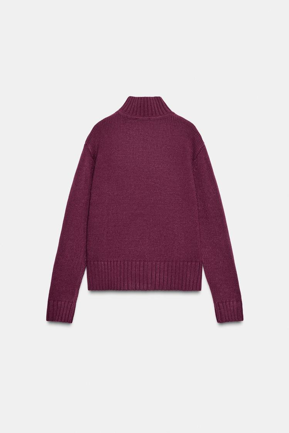 ZARA ТРИКОТАЖНЫЙ СВИТЕР С ВЫСОКИМ ВОРОТНИКОМ, ЛИЛОВЫЙ