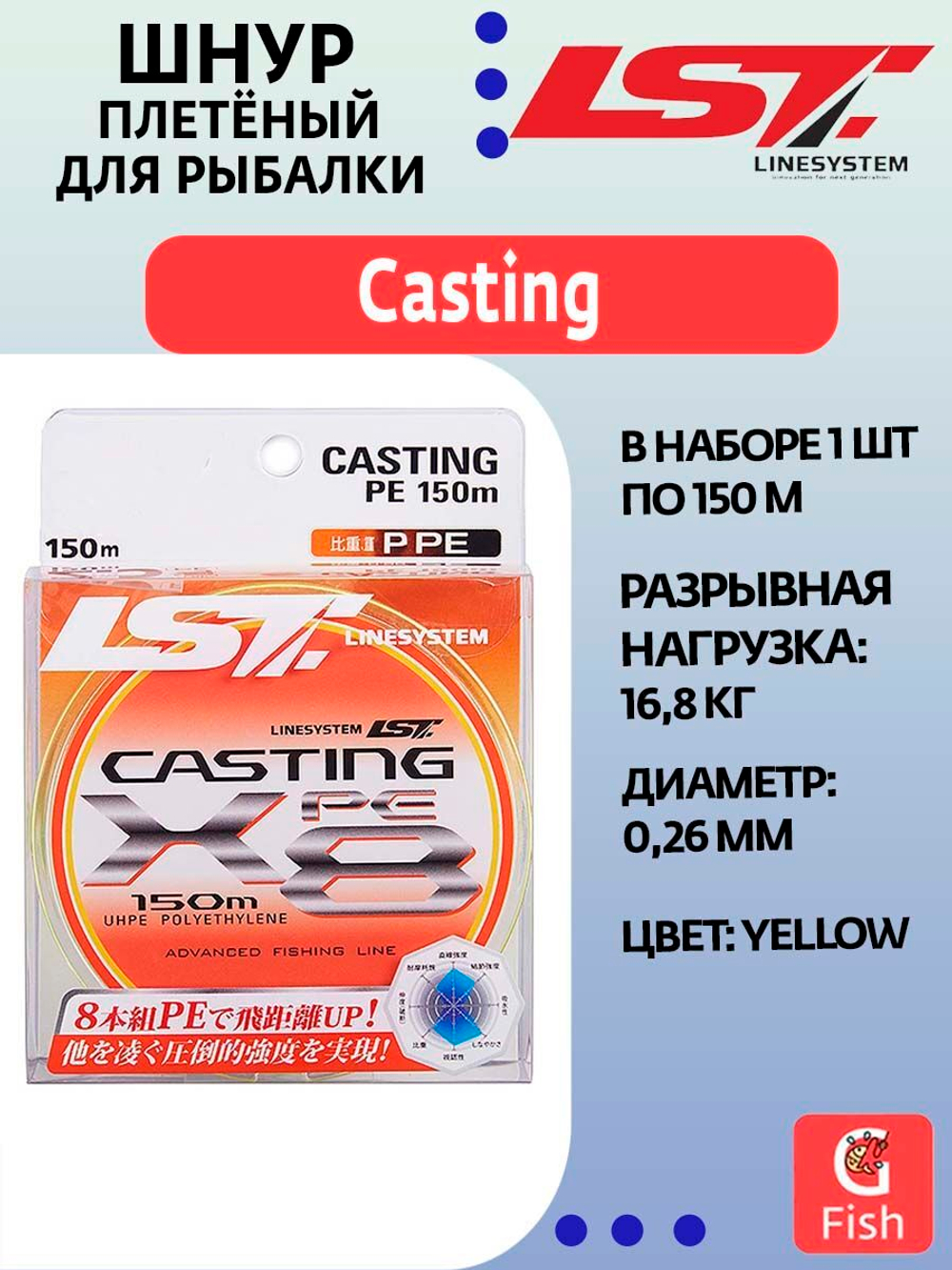 Плетеный шнур для рыбалки LINESYSTEM Casting PE X8 #0.8 (150m) olive