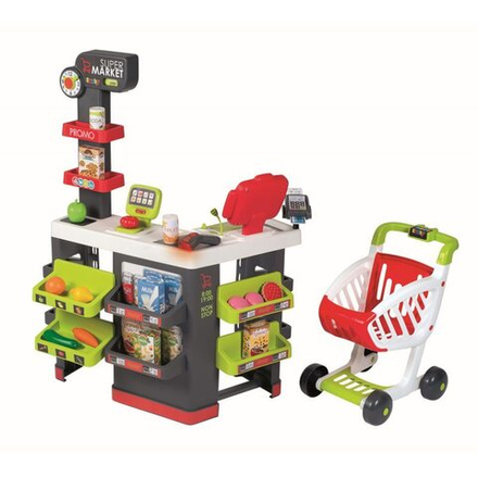 Smoby - Супермаркет с электронным кассовым аппаратом, весами, тележкой и 42 аксессуарами 350234