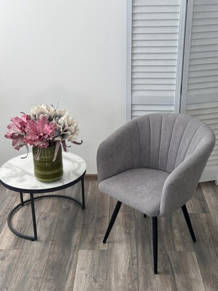 Стул М-City DISAUR Руна (Runa), поворотный на поворотный на 360 градусов, B22 Серый, Велюр, Черный каркас