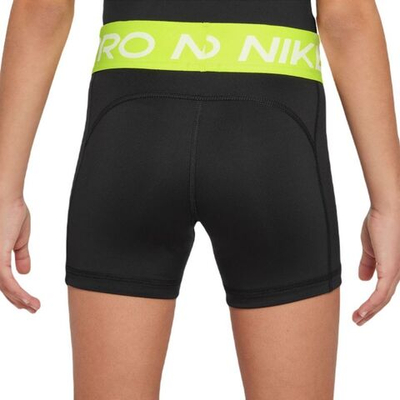 Шорты для девочки теннисные Nike Girls Pro 3in Shorts - black/volt/white