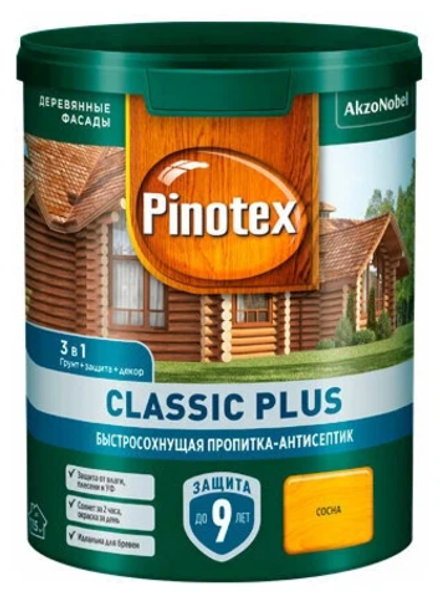 Защитная пропитка Pinotex Classic Plus 3в1 сосна (0,9л)