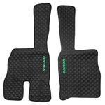 Ковры VOLVO FM до 2008 года (экокожа, черный, черный кант, зеленая вышивка)