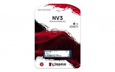 Твердотельный накопитель Kingston NV3, 4000Gb, M2 NVMe PCIe Gen4, Read/write 6000/5000Mb.s SNV3S/4000G