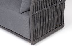 "Лугано" диван 3-местный плетеный из роупа, каркас алюминий темно-серый (RAL7024) муар, роуп темно-серый круглый, ткань темно-серая YB25-0027