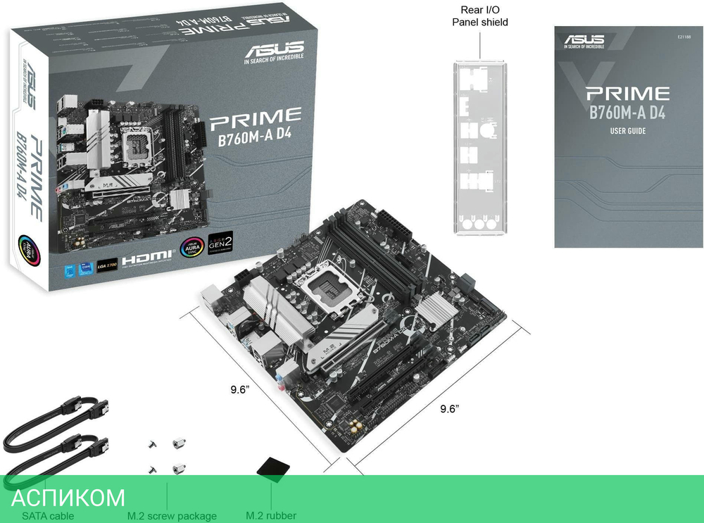 Материнская плата ASUS Prime B760M-A D4-CSM (90MB1D00-M1EAYC)