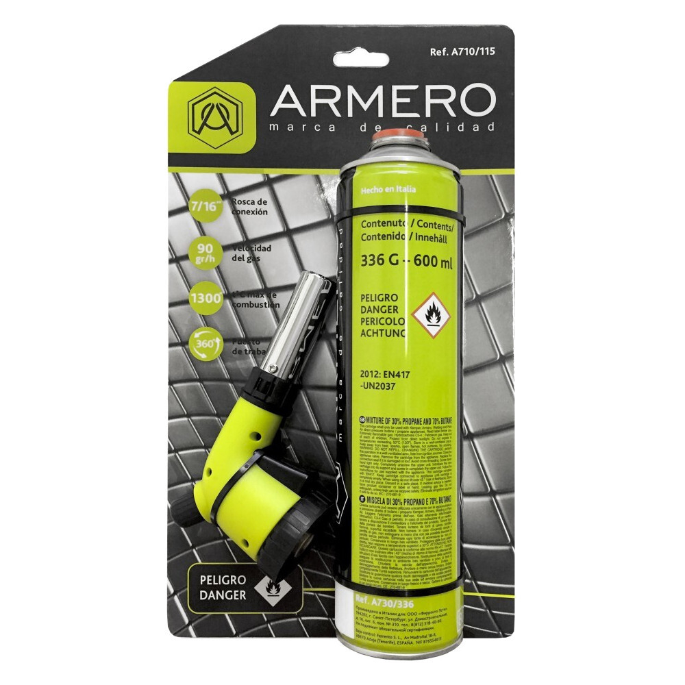Газовый набор ARMERO горелка газовая + баллон 336гр     A710/115
