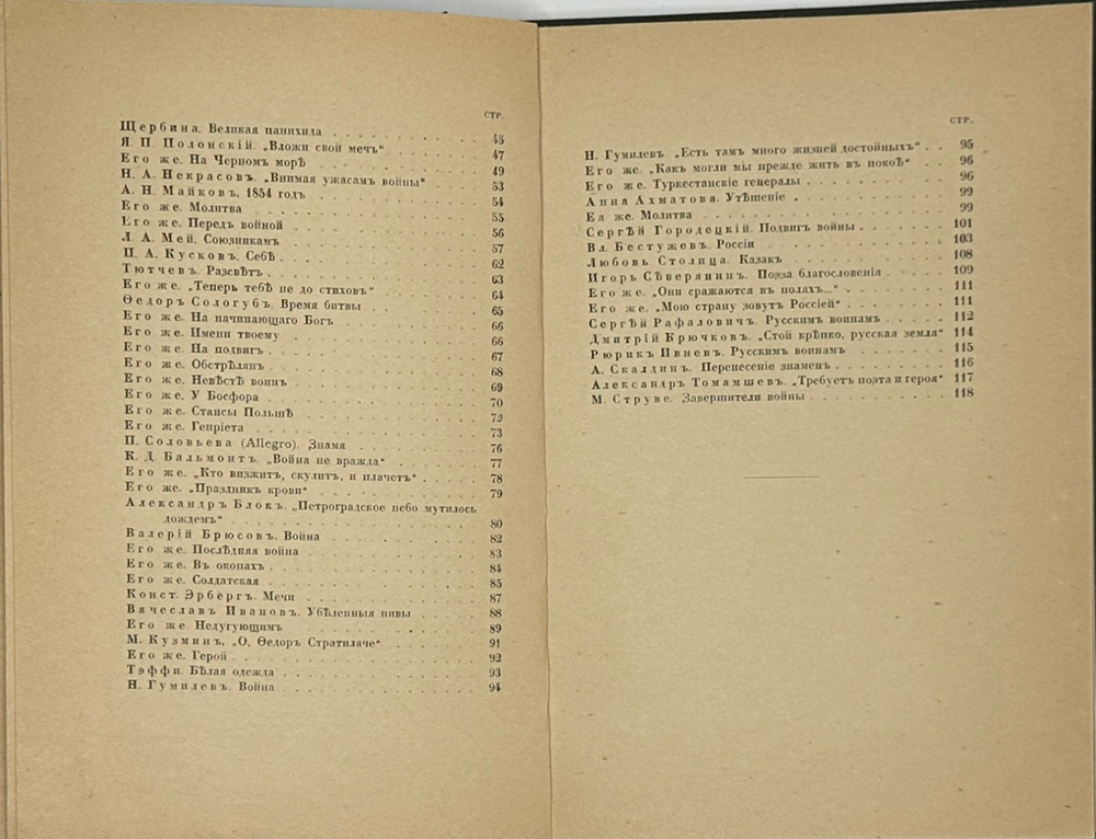 Война в русской поэзии / сост. А. Чеботаревская; предисл. Ф. Сологуба. Пг.: Изд.М.В. Попова,1915 г.