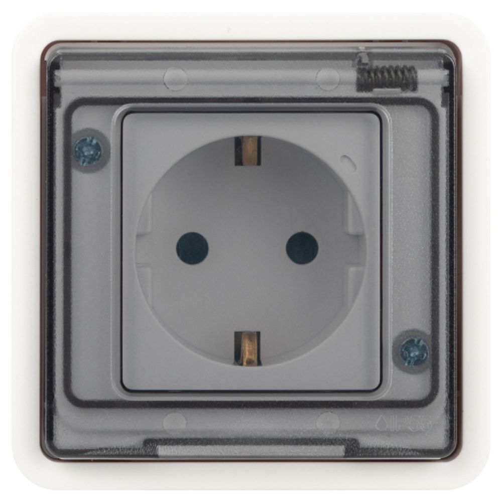 Розетка ЭРА Эксперт 11-2521-01 с заземлением с крышкой 2P+E IP55 16A-250В СУ белый